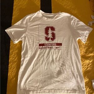 Nike White Stanford Basketball Graphic Tee with Cardinal Logo